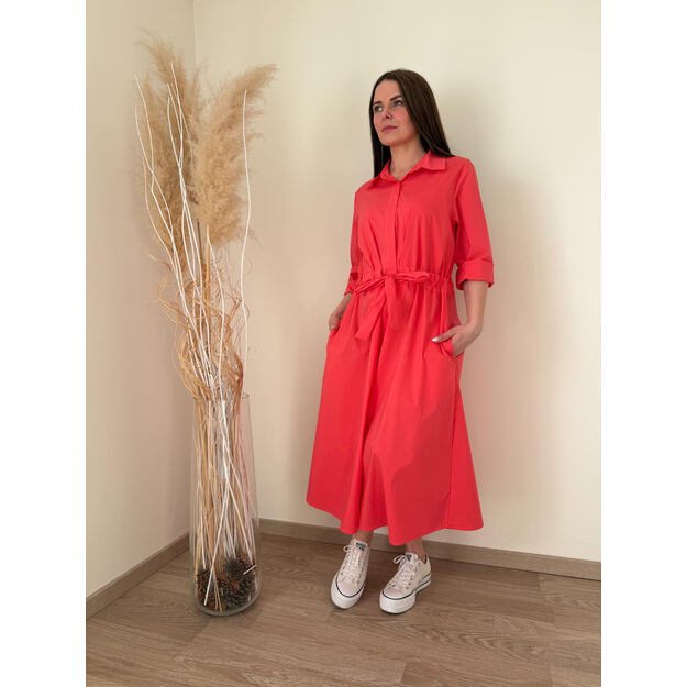 Koralo spalvos suknelė 1