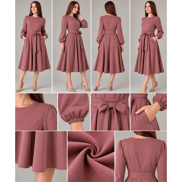 Dulkėtos rožės elegantiška suknelė