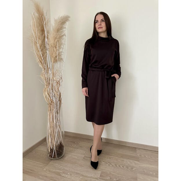 Šokolado spalvos elegantiška suknelė 1