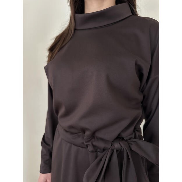 Šokolado spalvos elegantiška suknelė 5