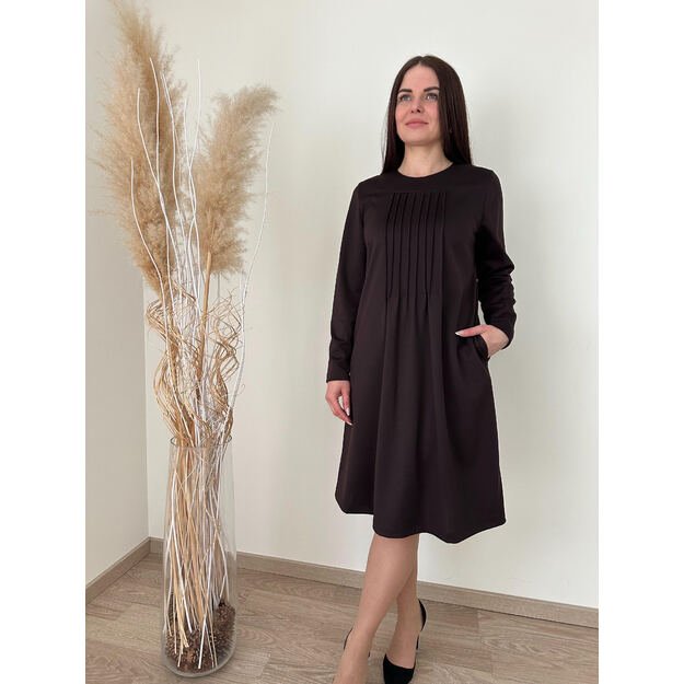 Šokolado spalvos elegantiška suknelė