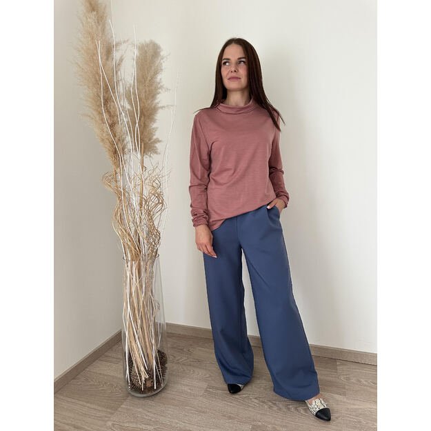 Rausvos spalvos merino vilnos palaidinė